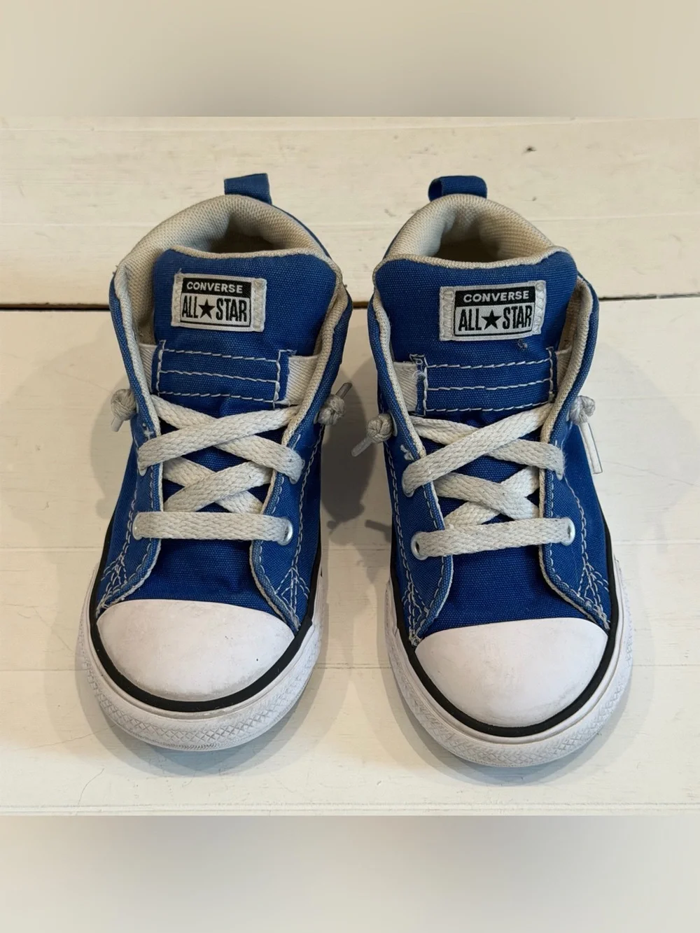 Converse Toddler Street Mid Top Sneakers in Bright Blue, Canvas upper Kids 9